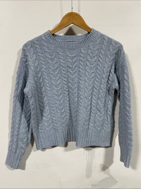 Joie Classic Cable Knit Crewneck Sweater in Light Blue